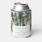 Elegant Green Waterverf Woodland Forest Wedding Blikjeskoeler (Blikje Achterkant)