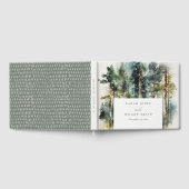 Elegant Green Waterverf Woodland Forest Wedding Gastenboek (Volledig)