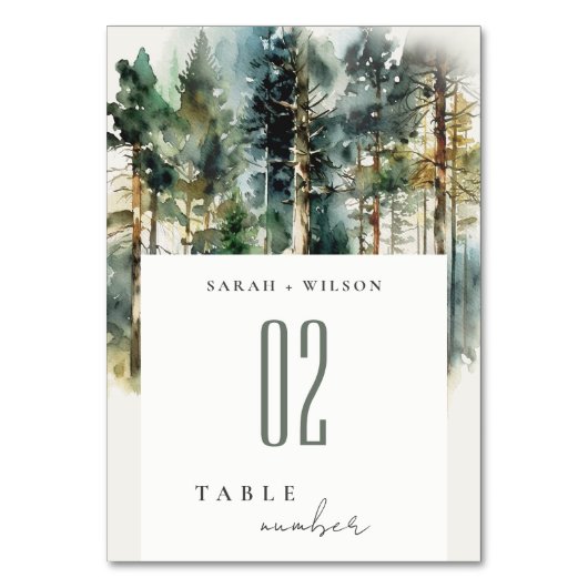 Elegant Green Waterverf Woodland Forest Wedding Kaart (Achterkant)