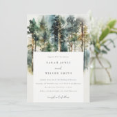 Elegant Green Waterverf Woodland Forest Wedding Kaart (Staand voorkant)