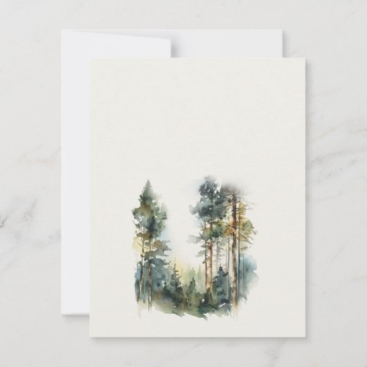 Elegant Green Waterverf Woodland Forest Wedding RSVP Kaartje (Achterkant)