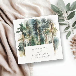 Elegant Green Waterverf Woodland Forest Wedding Servet