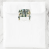 Elegant Green Waterverf Woodland Forest Wedding Vierkante Sticker (Tas)