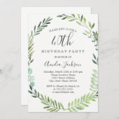 Elegant Green Waterverf Wreath 40th Birthday Kaart (Voorkant / Achterkant)