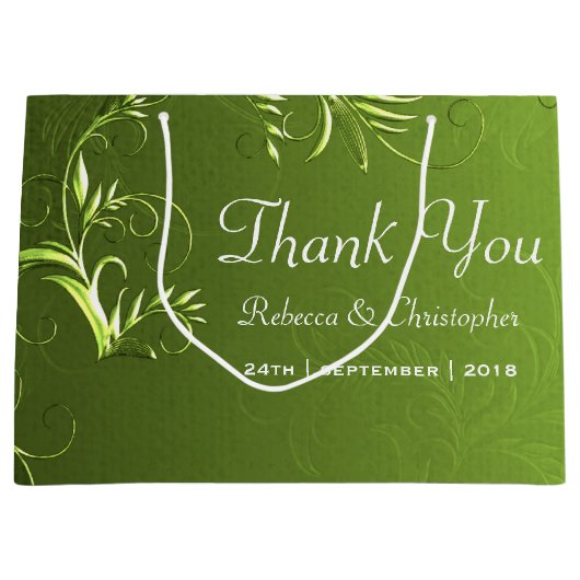 Elegant Green Wedding Bedankt Groot Cadeauzakje (Voorkant)