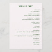 Elegant Green Wedding Ceremony Programmakaart (Achterkant)