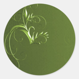 Elegant Green Wedding Envelope Seals Ronde Sticker