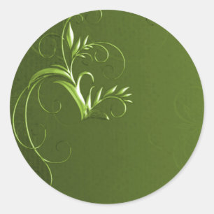 Elegant Green Wedding Envelope Seals Ronde Sticker