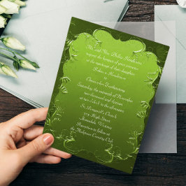 Elegant Green Wedding Invitation Kaart
