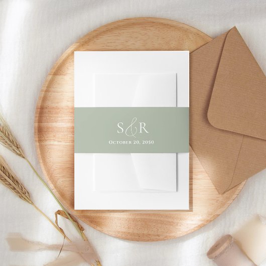 Elegant Green Wedding Monogram Eenvoudig Uitnodigingen Wikkel