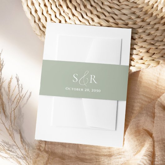 Elegant Green Wedding Monogram Eenvoudig Uitnodigingen Wikkel