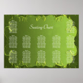 Elegant Green Wedding Reception Sezing Chart Poster (Voorkant)