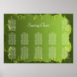 Elegant Green Wedding Reception Sezing Chart Poster