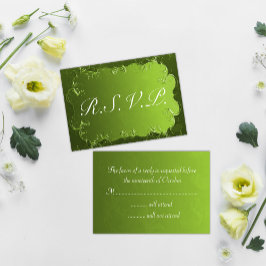 Elegant Green Wedding RSVP Kaartje
