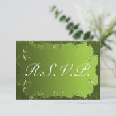 Elegant Green Wedding RSVP Kaartje (Staand voorkant)