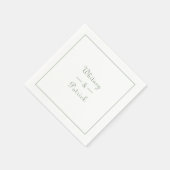 Elegant Green Wedding Script Minimalist Couple Nap Servet (Hoek)