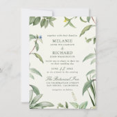 Elegant Green & White Botanical Leaves Wedding Kaart (Voorkant)