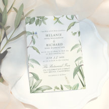 Elegant Green & White Botanical Leaves Wedding