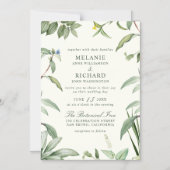 Elegant Green & White Botanical Leaves Wedding Magnetische Uitnodiging (Voorkant)