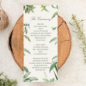 Elegant Green & White Botanical Leaves Wedding Programmakaart
