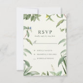 Elegant Green & White Botanical Leaves Wedding RSVP Kaartje (Voorkant)