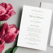 Elegant Green White Chic Wedding Rehearsal Dinner Kaart