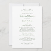 Elegant Green White Chic Wedding Rehearsal Dinner Kaart (Voorkant)