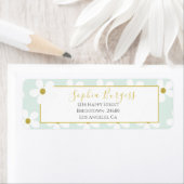 Elegant Green White Floral Simple Daisy Gold Etiket (Insitu)