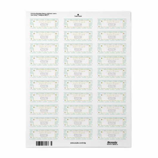 Elegant Green White Floral Simple Daisy Gold Etiket (Full Sheet)
