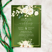 Elegant green white flower bruiloft kaart
