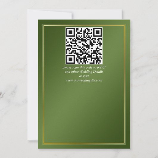 Elegant green white flower bruiloft kaart (Achterkant)