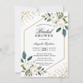 Elegant Green White Gold Floral Vrijgezellenfeest Kaart (Voorkant)