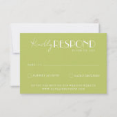 Elegant Green White Minimalist Bright Wedding RSVP Kaartje (Voorkant)