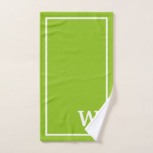 Elegant Green White Personalized Monogram  Bad Handdoek (Handdoek)