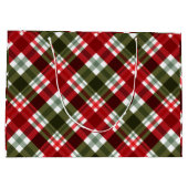 Elegant green & white Red Plaid Rustic Christmas Groot Cadeauzakje (Achterkant)