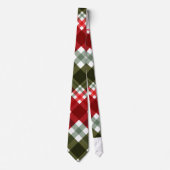 Elegant green & white Red Plaid Rustic Christmas Stropdas (Voorkant)