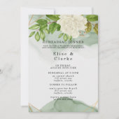 Elegant Green White Roses Rustic Rehearsal Dinner Kaart (Voorkant)