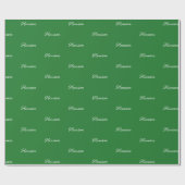 Elegant green white script aangepaste naam schatti cadeaupapier (Vlak)