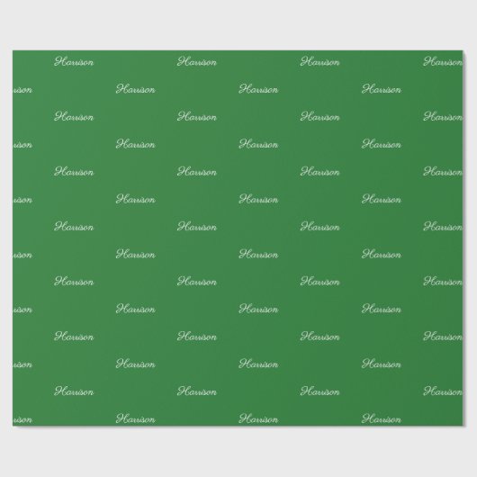 Elegant green white script aangepaste naam schatti cadeaupapier (Vlak)