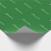 Elegant green white script aangepaste naam schatti cadeaupapier (Hoek)