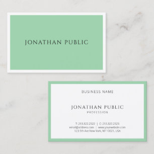 Elegant Green White Simple Sjabloon Trendy Modern Visitekaartje