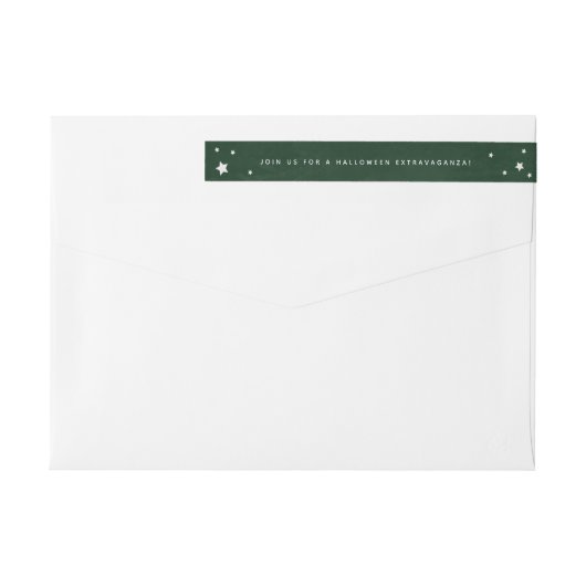 Elegant Green+White Stars Wraparound Address Label (Achterkant)