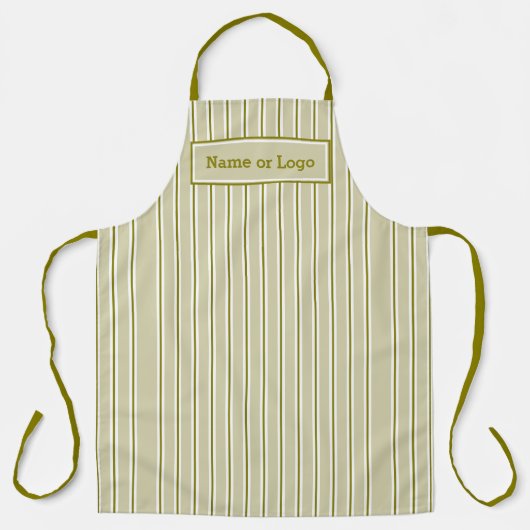 Elegant Green White Striped Apron Schort (Voorkant)