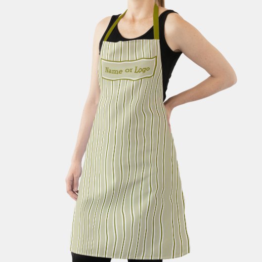 Elegant Green White Striped Apron Schort (Insitu)