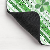 Elegant Green White Stripes Shamrock Glitter Muismat (Hoek)