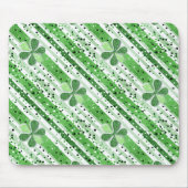 Elegant Green White Stripes Shamrock Glitter Muismat (Voorkant)