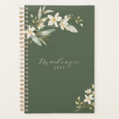 Elegant Green Wildflower Greenery Botanical Planner (Voorkant)