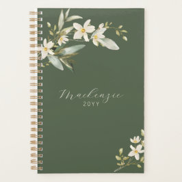 Elegant Green Wildflower Greenery Botanical Planner