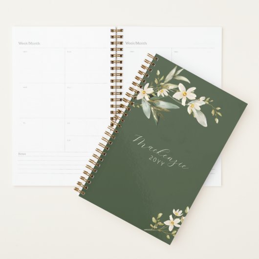 Elegant Green Wildflower Greenery Botanical Planner (Display)