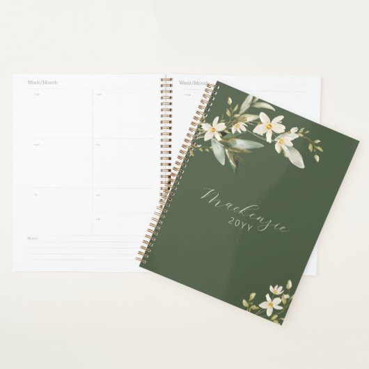 Elegant Green Wildflower Greenery Botanical Planner (Display)